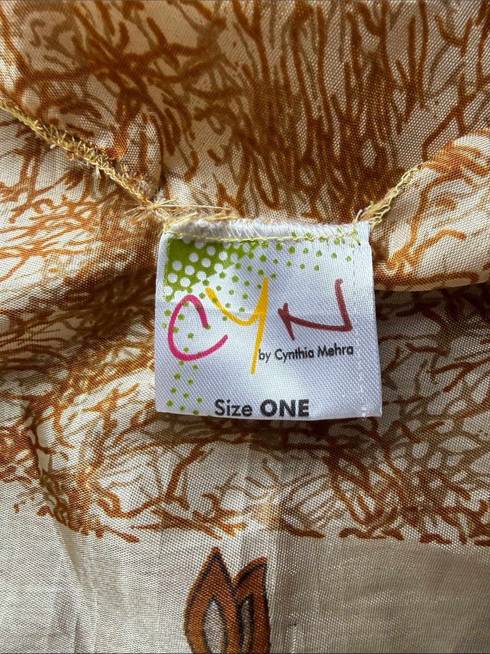 Vintage Cynthia Mehra 100% Silk Camel Print Scarf - Picture 5 of 5